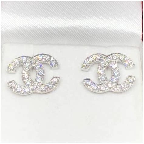 chanel cc earrings with diamonds|pre owned chanel earrings.